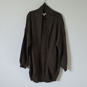 Vine & Love - Dark Olive Green Knit Open Frint Design Cardigan - Size Medium